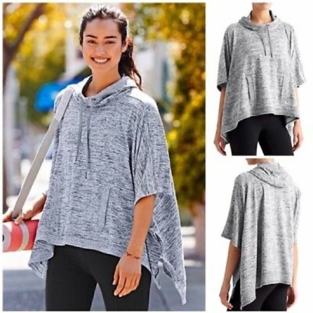 Athleta Blissful Hooded Poncho Yoga Cape M Grey